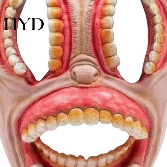 Terrifying Party Mask Halloween Horror Mask, with Hollow Realistic Fangs, Lightweight Breathable Scary Costume PU Foam Grimace for Cosplay Props
