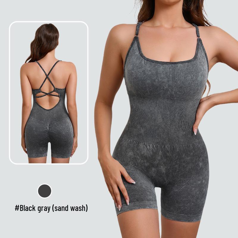 

Трансграничный горячий стиль комбинезон для йоги: Песочная стирка, Ощущение обнаженности, Высокая интенсивность, Танцы, Фитнес, Спорт, Облегающий боди для женщин Medium