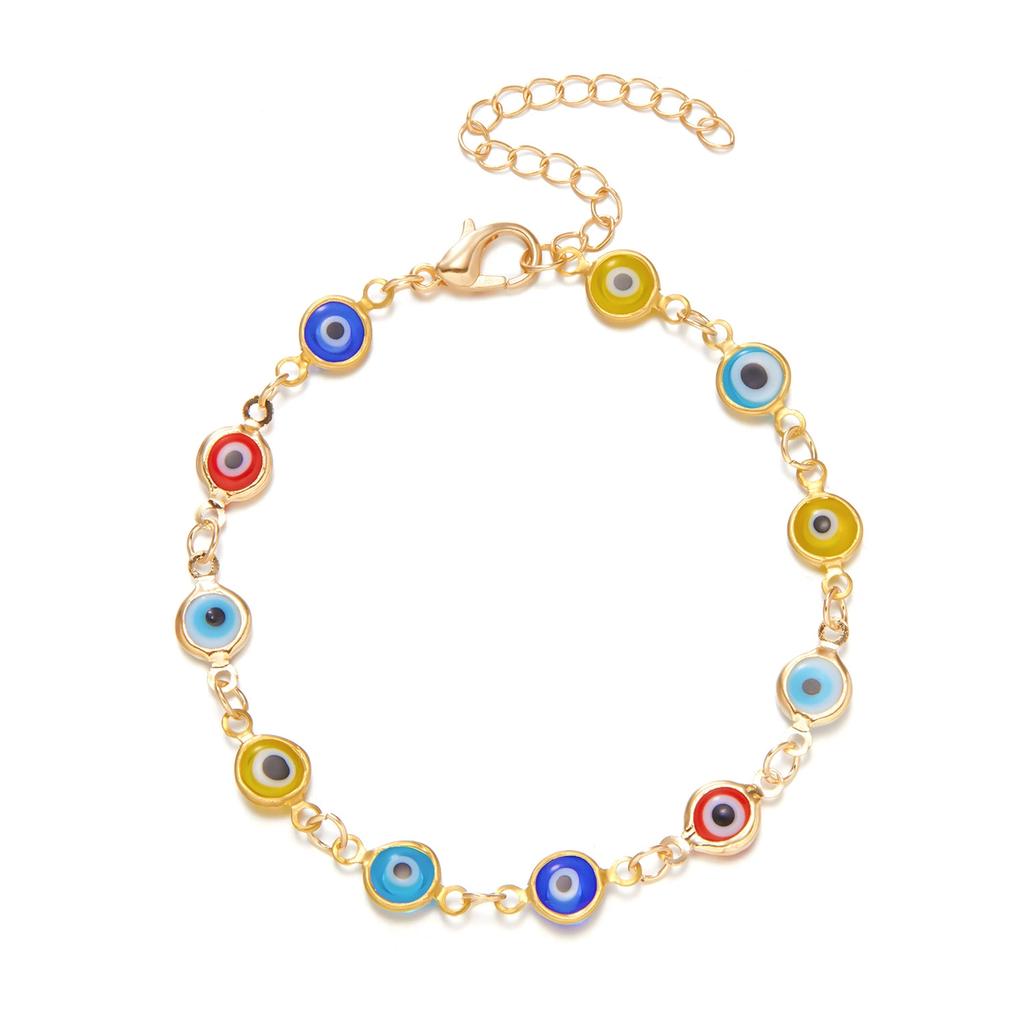 Trendy Turkish Evil Eye Bracelet for Women,Adjustable Metal Chain,Colorful Blue Eye Bead,Lucky Zircon Gift,Unique Unisex Design