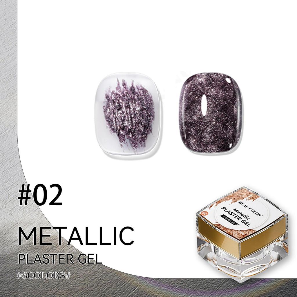 BEAU COLOR 1pcs 5G 6colors Metallic Plaster Nail Gel Collection 3D Effect Gypsum Nail Art Painting Gel Polish for Women Manicure
