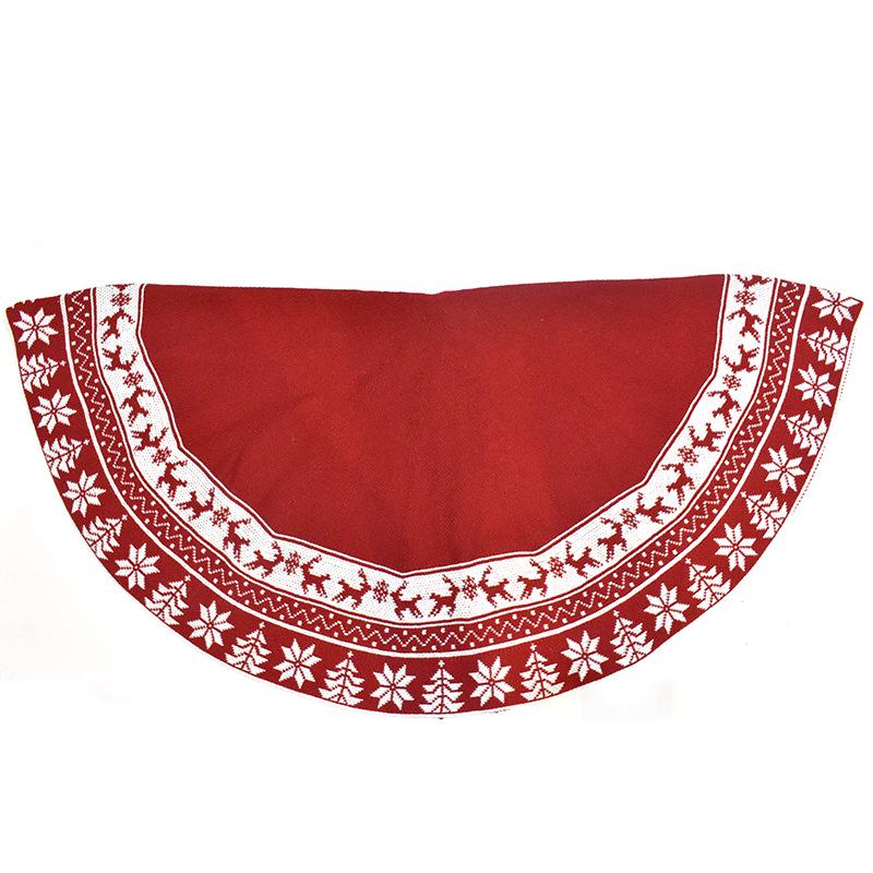 2024 Knitted Christmas Tree Skirt: 48" Red & White Snowflake Deer Pattern Decor