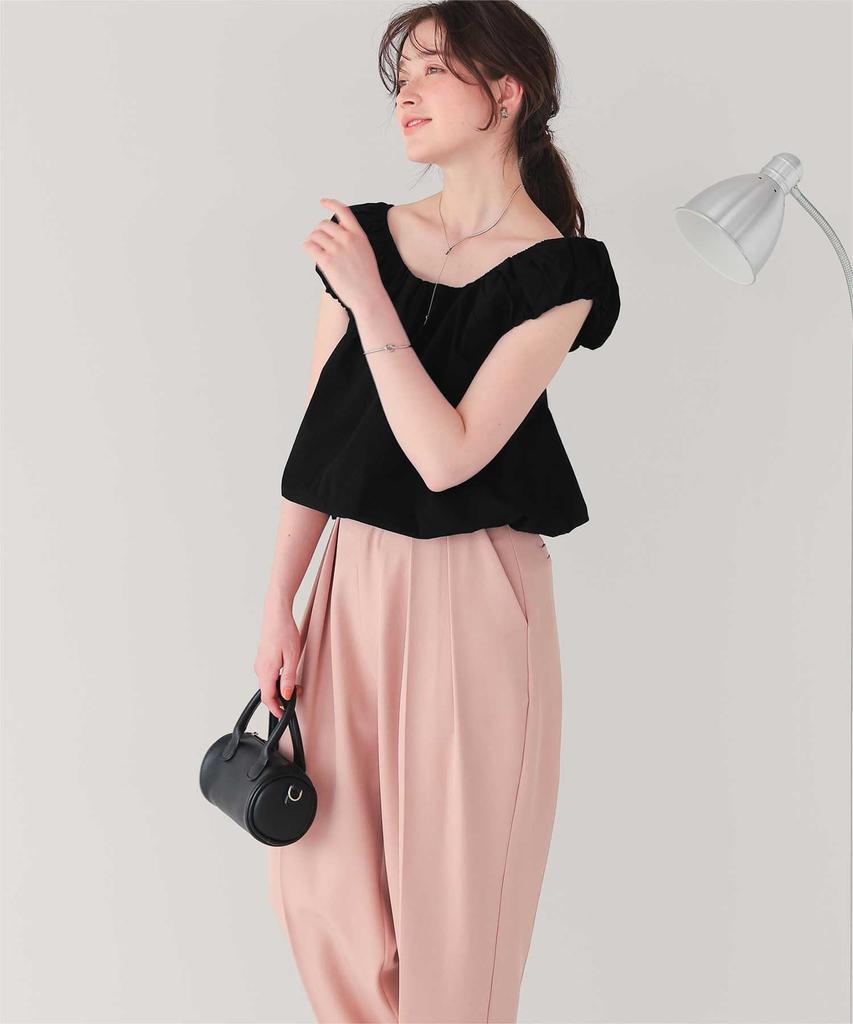 Titibait Cropped Balloon Silhouette Top AFXP4341 L Blue Women's