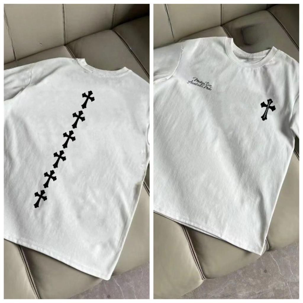 American Ruffian Retro Fashion Cotton Trend High Quality Popular Cross Print Unisexs Short Sleeve Casual Loose Large Size TShirt