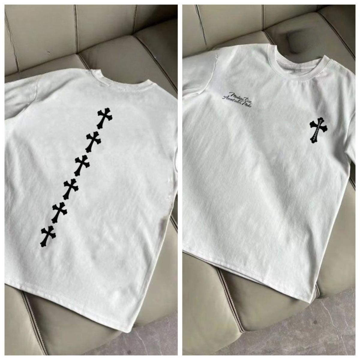 

American Ruffian Retro Fashion Cotton Trend High Quality Popular Cross Print Unisexs Short Sleeve Casual Loose Large Size TShirt S