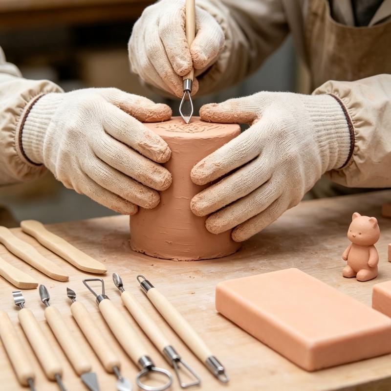 Manual Clay Sculpting Tool Set with Mixed Metal Ends, Wood Grip Pottery Carving Tool for Figurine Work, Pottery Craft Practice Daily