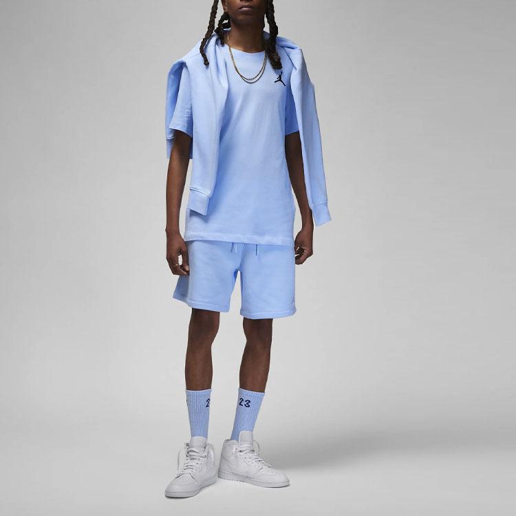 Jordan Jumpman Solid Logo Ribbed Crew Neck Sports Short Sleeve T-Shirt Men Tops Sky-Blue DC7485-425