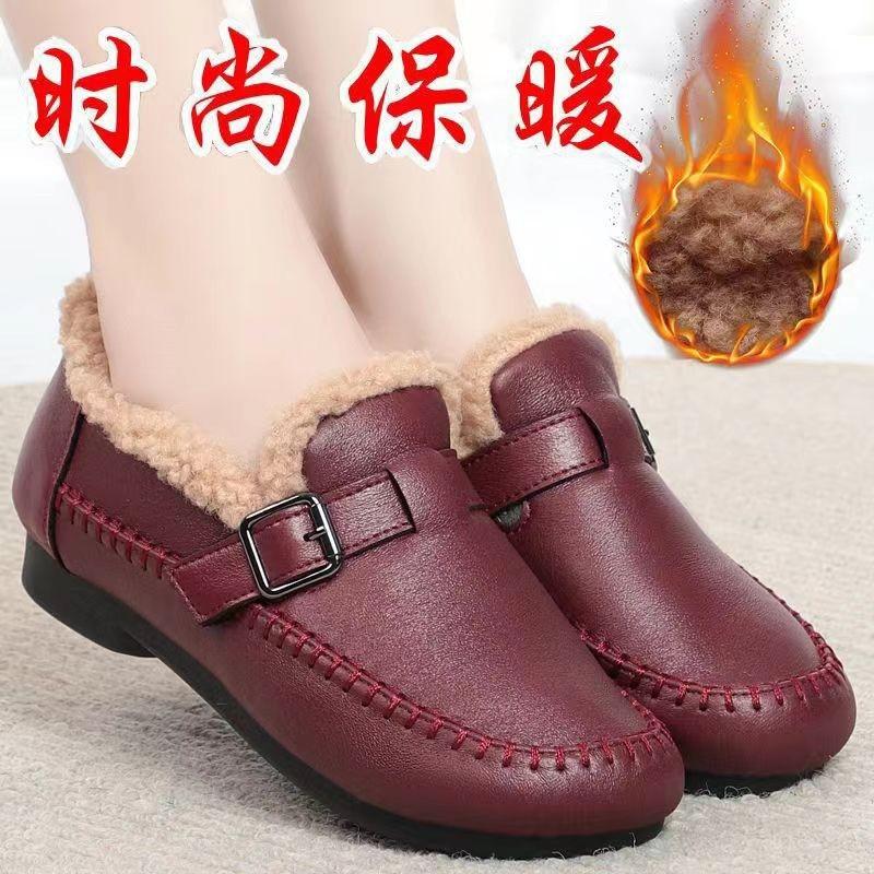 

Плюшевая обувь зимняя плюшевая утолщенная нескользящая мягкая подошва хлопковая модная на плоской подошве с круглым носком 41