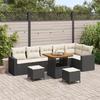 9-piece Garden Sofa Set with Cushions Black Poly Rattan Acacia, 3-piece Garden Dining Set 3361630