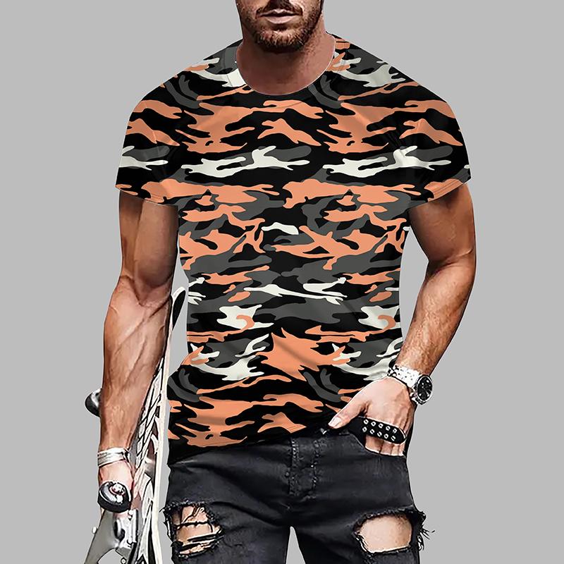 Neues Sommer-T-Shirt für Herrenmode mit Persönlichkeit und Camouflage-Print für Herren