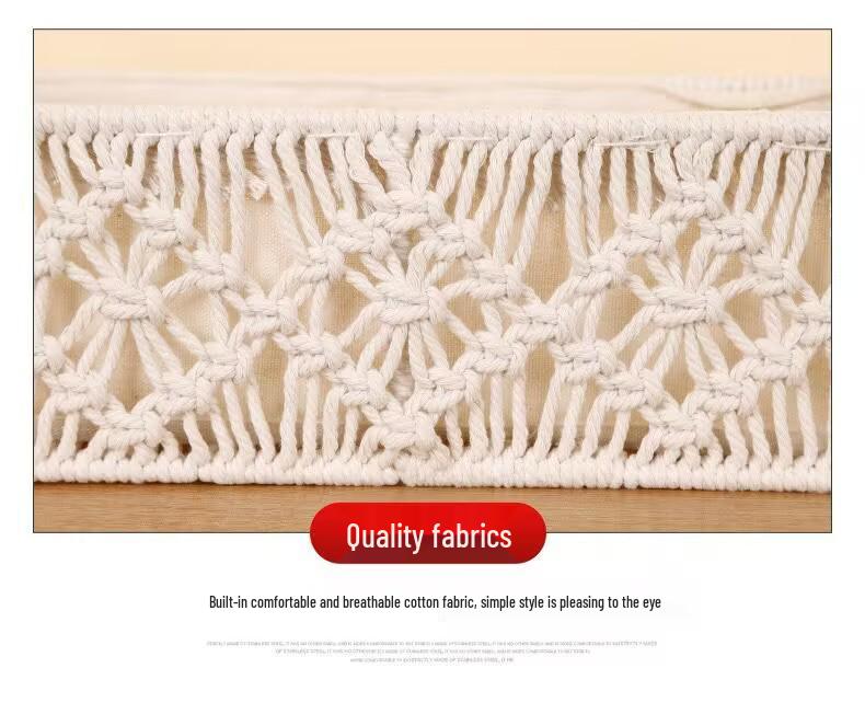 Hand-Woven Bohemian Nordic Cotton Rope Basket: Desktop Organizer, Cosmetics Holder, Flower & Fruit Basket, and Tissue Box.