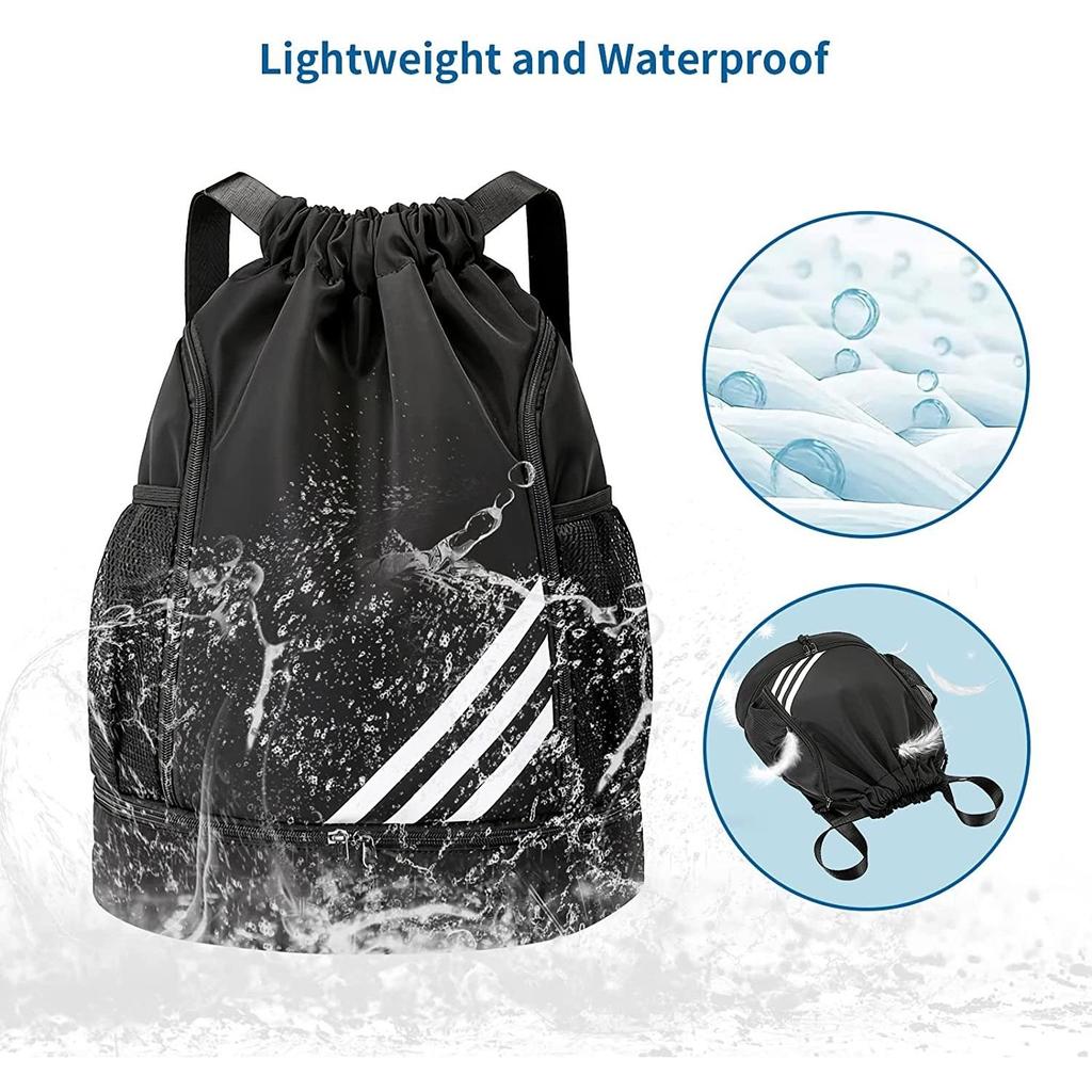 New Drawstring Basketball Bag with Wet/Dry Separation, Large Capacity for Sports, Travel, Outdoor Activities.