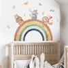 Cartoon Animal Rainbow Wall Stickers Self-Adhesive Fox Elephant Bear Decals Kids Bedroom Home Decor