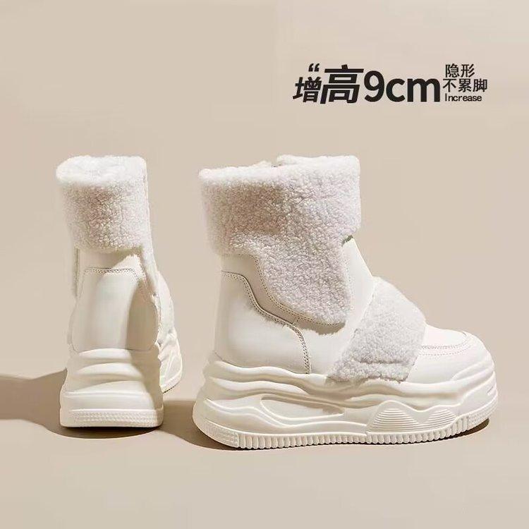 Thick-soled inner height-increasing snow boots for women 2025 autumn new versatile casual velvet warm small short boots for women