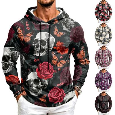 Men's Casual Loose Fit Printed Hoodie with Pocket and