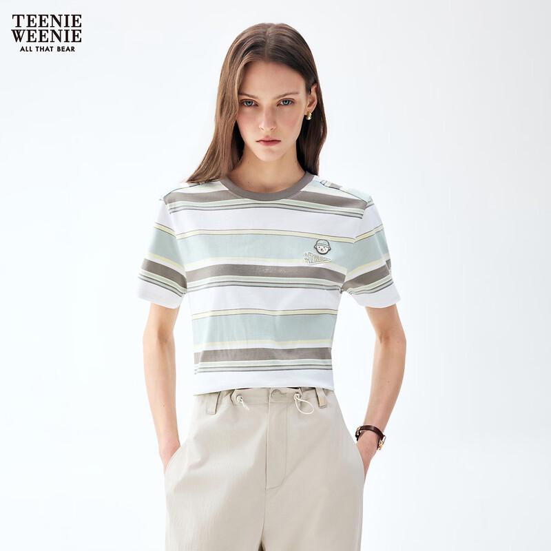 Teenie Weenie Bear Cartoon Stripe Women s T-Shirt L