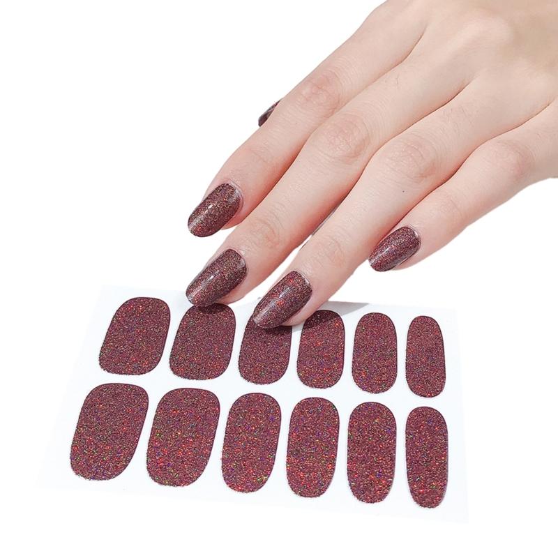 Glitter Nail Wraps for Women Nail Polish Strips Self Adhesive Nail Polish Stickers Fingernail Manicure Stickers