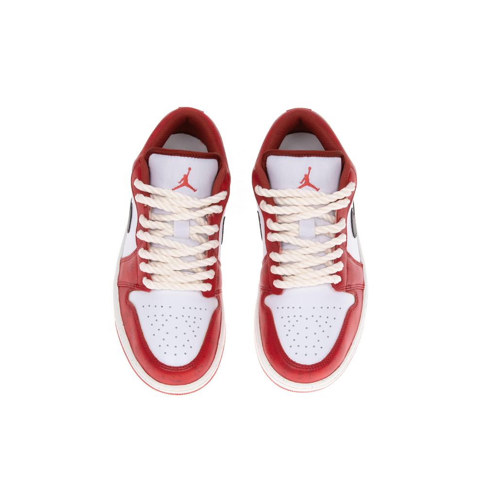 Jordan Air Jordan 1 Low Top Vintage Basketball Shoes Men's White Red FJ3459-160(Team-)