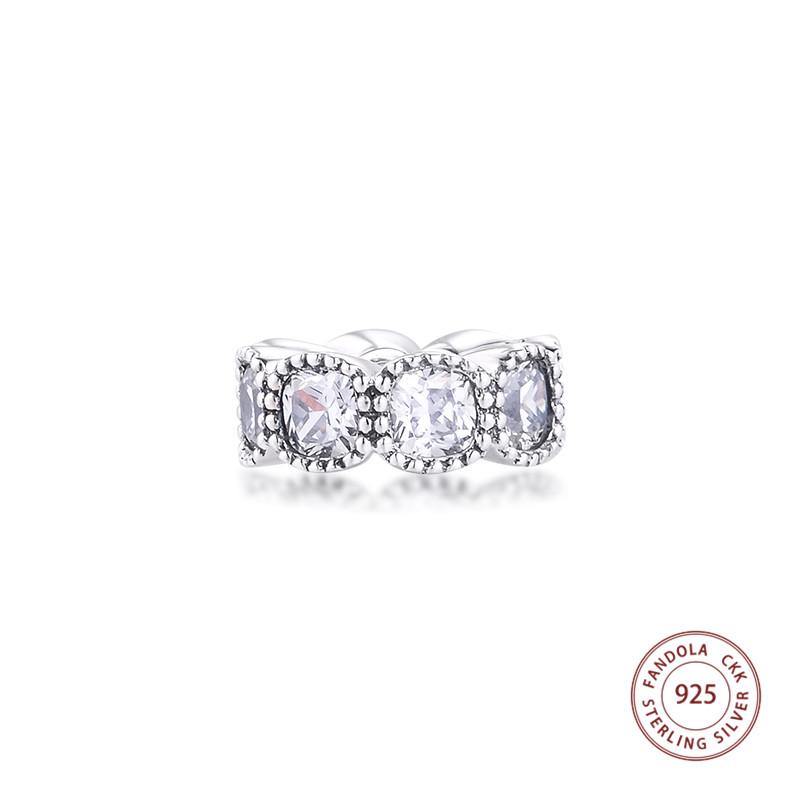 Echte 925 Sterling Silber Clear CZ Verführerische Kissen Spacer Charms Perlen Passt Original Armband DIY Schmuck Machen Zubehör