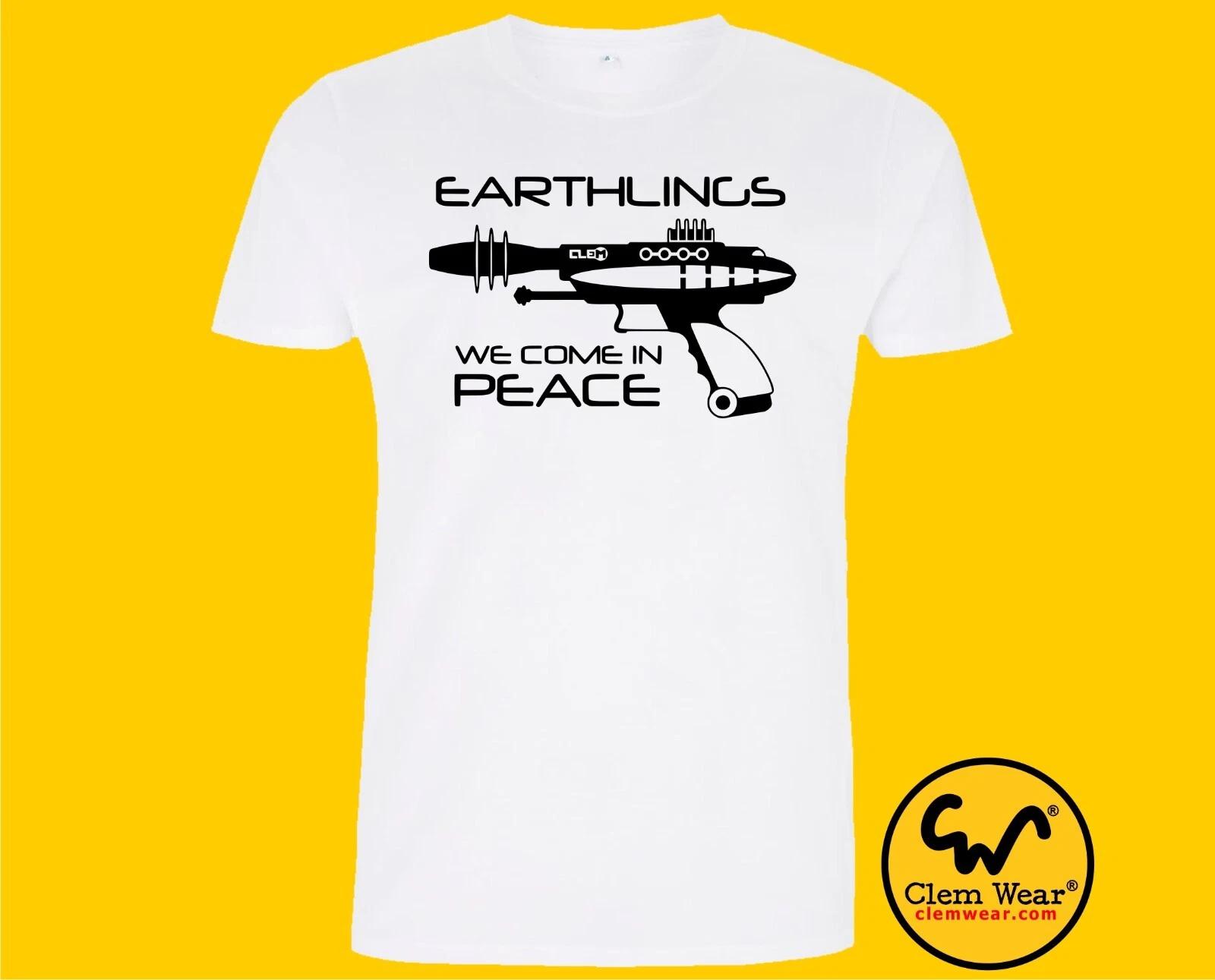 alien tee RAY GUN t shirt EARTHLINGS PEACE T-shirt space laser BMX Surf Skate T 4XL