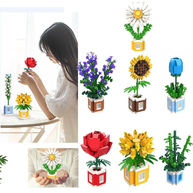 Rose Sunflower Daisy Building Blocks Model Toy Kids Gift – Decorate Surprise
