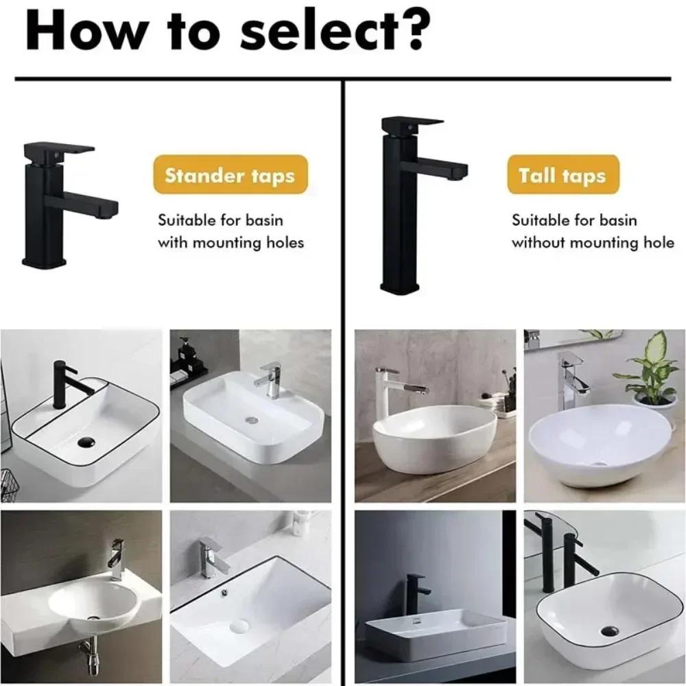 Basin Faucet Sink  Mounted Black Chrome Hot Cold Water Basin Mixing Long Short Faucet Matte Black Washbasin Faucet CraneFMX