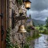 Medieval Crusader Doorbell Gothic Retro Cross Knight Decorative Entry Bell Weather Resistant Outdoor Wall Ornament for Man Cave Bar Porch Castle Home