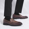 Fashion Men's Casual Leather Shoes Minimalist Luxury Style Office and Business Groom's Wedding Party Dress Black Brown Retro Slip On