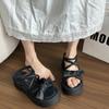 Fairy Wind Bow Sandals Female 2025 New Summer Wear Thick Sole Heightening Skirt Beach Roman Shoes