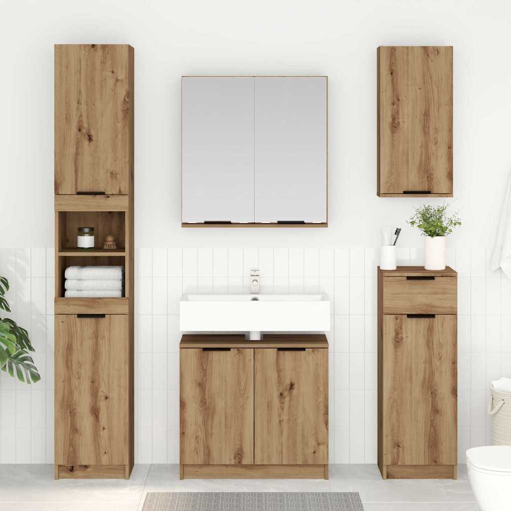 Bathroom Cabinet Set with Shelf Artisan Oak Wood Based Material