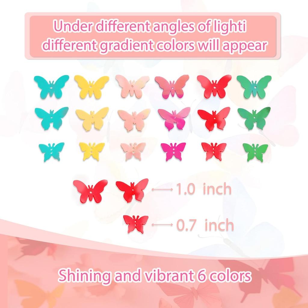 Werich Butterfly Confetti for Party Decorations, Gradient of Sparkling Shiny Foil Table Scatter, Colorful Wedding Birthday Baby Shower Supplies, 3