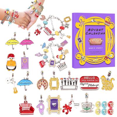 2024 Weihnachts-Adventskalender Armbänder 24 Tage Weihnachts-Countdown-Kalender DIY Schmuckherstellungsset Geschenk für Kinder Jugendliche Frauen