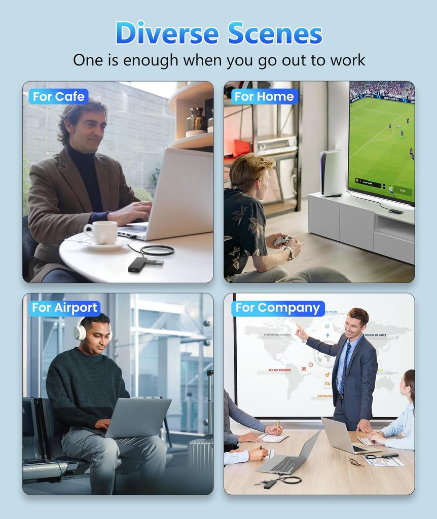 Aceele USB Hub with USB A 2 and 2 with Power Direct LED 5Gbps Data Compact and Compatible with Mac and Work from Home 5-Port 3.0, USB-A USB-C Ports,