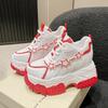 Fashion 11CM High Heels Autumn Chunky Sneakers for Women Platform Sports Mesh Shoes Spring Woman Lace-up Thick Bottom Dad Shoes Ladies