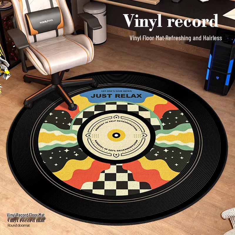 

Круглий килимок для підлоги з вінілової платівки для комп ютерного крісла - Нековзкий, брудовідштовхувальний килим для вітальні та кавового столика. 80×80 cm