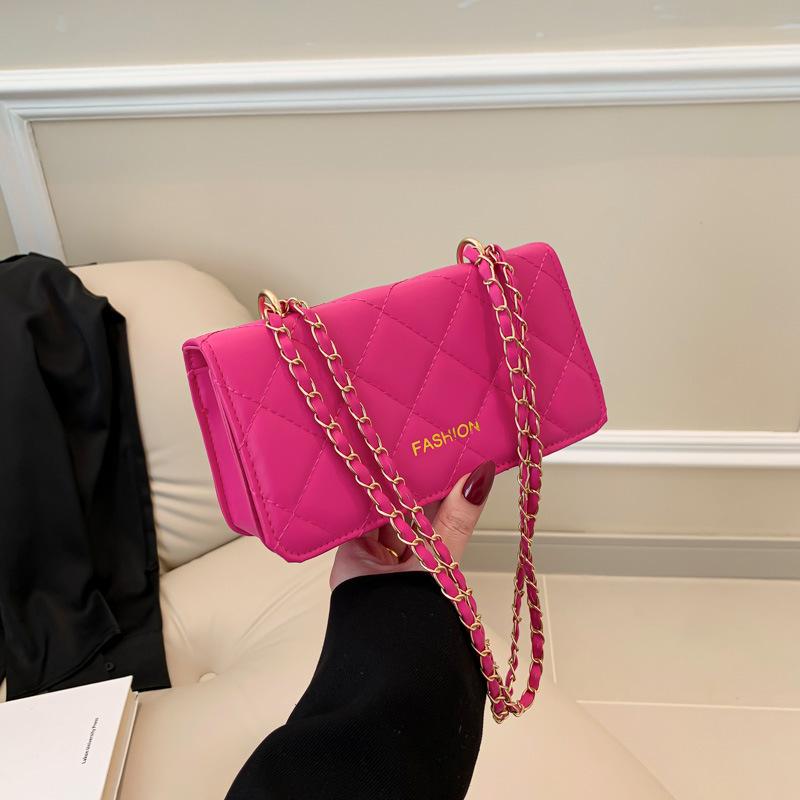 Diamond Chain Small Bag Trendy and Fashionable Texture Bag for Women Ins Niche Solid Color Crossbody Bag