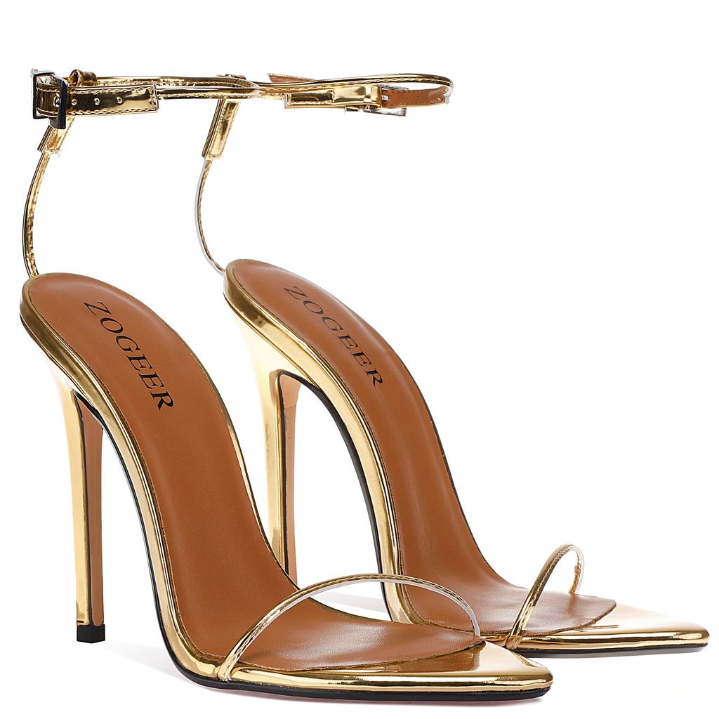 Women's Stiletto High Heeled Sandals Sexy Strappy Open Toe Black Red White Heels Wedding Party Evening Prom Dance Dressy Shoe