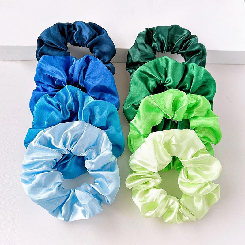8Pcs  Satin Fabric Sausage Loop Hair Rings Set Solid Colour Fabric Loop Hair Rope Hair Scrunchies Scrunchy Black Coffee