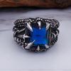 Punk Retro Signet White Red Blue CZ Crystal Zircon Dragon Claw Ring Men Women Stainless Steel Biker Rings Jewelry
