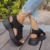 Fashion Women Sandals Comfortable Knitted Sporty Platform Sandals Peep Toe Lace-Up Designer Versatile Casual Slingback Shoes for Women