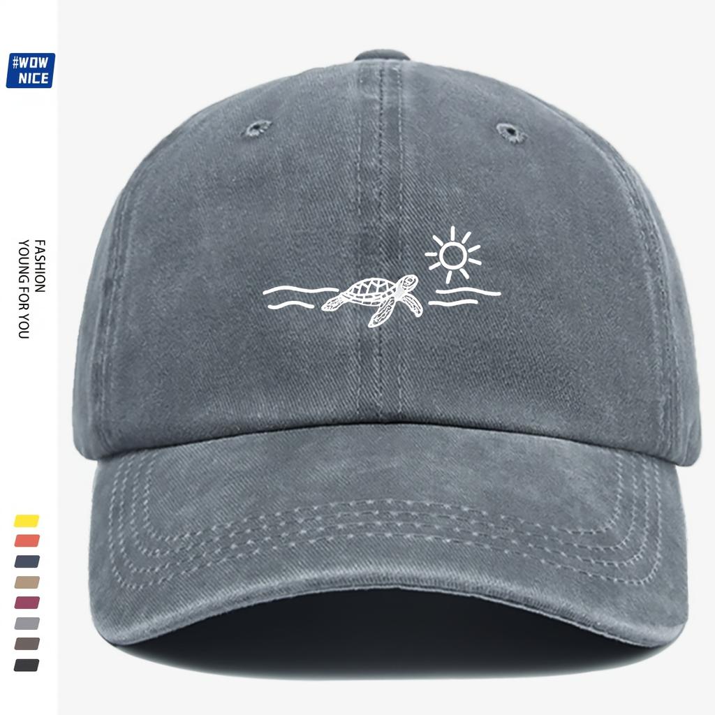 Pc Adjustable Turtle Print Baseball Cap Lightweight Comfortable and Breathable Urban Casual Sun Hat Suitable for Beach Vacat