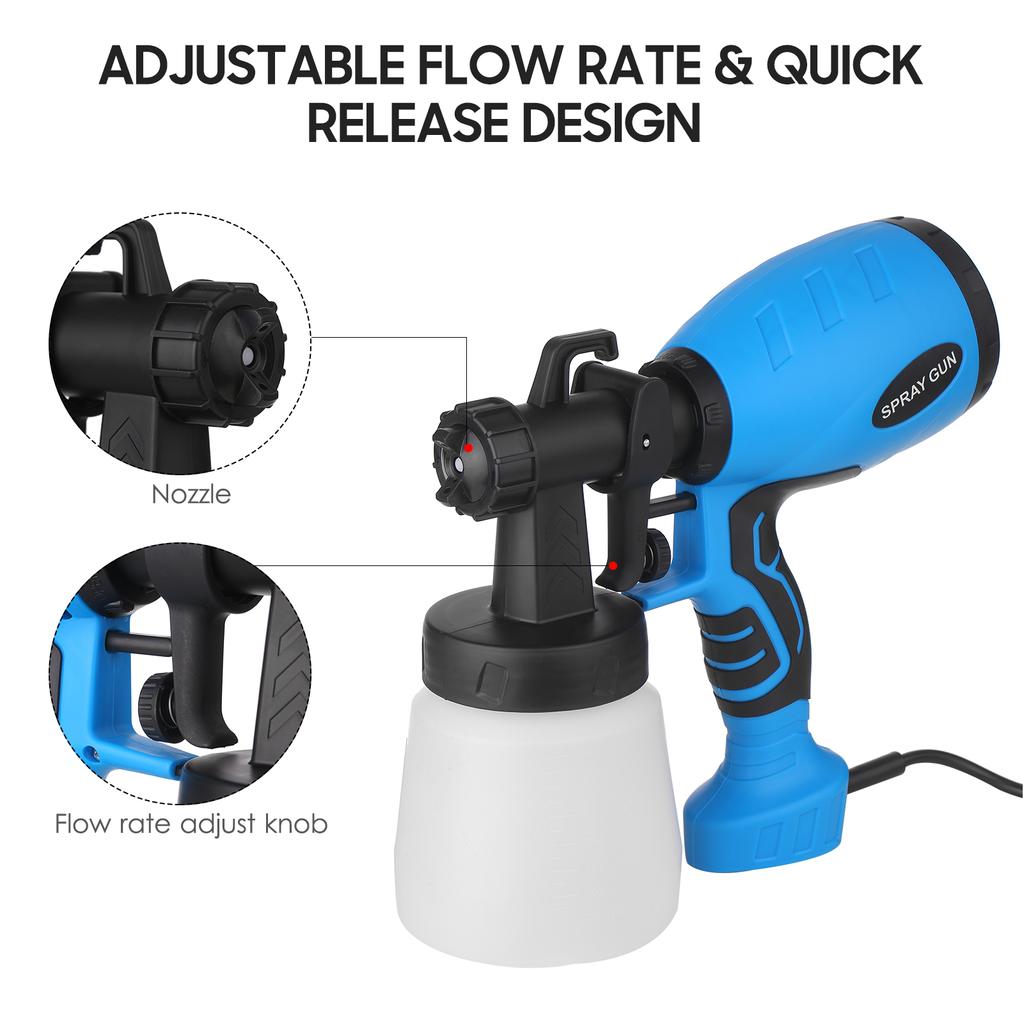 550W Electric Spray   800ml High Pressure Paint Sprayer 3 Spray Patterns  Rate Control with 2.5mm Plastic Nozzle for Painting Furniture Fence Car Bi