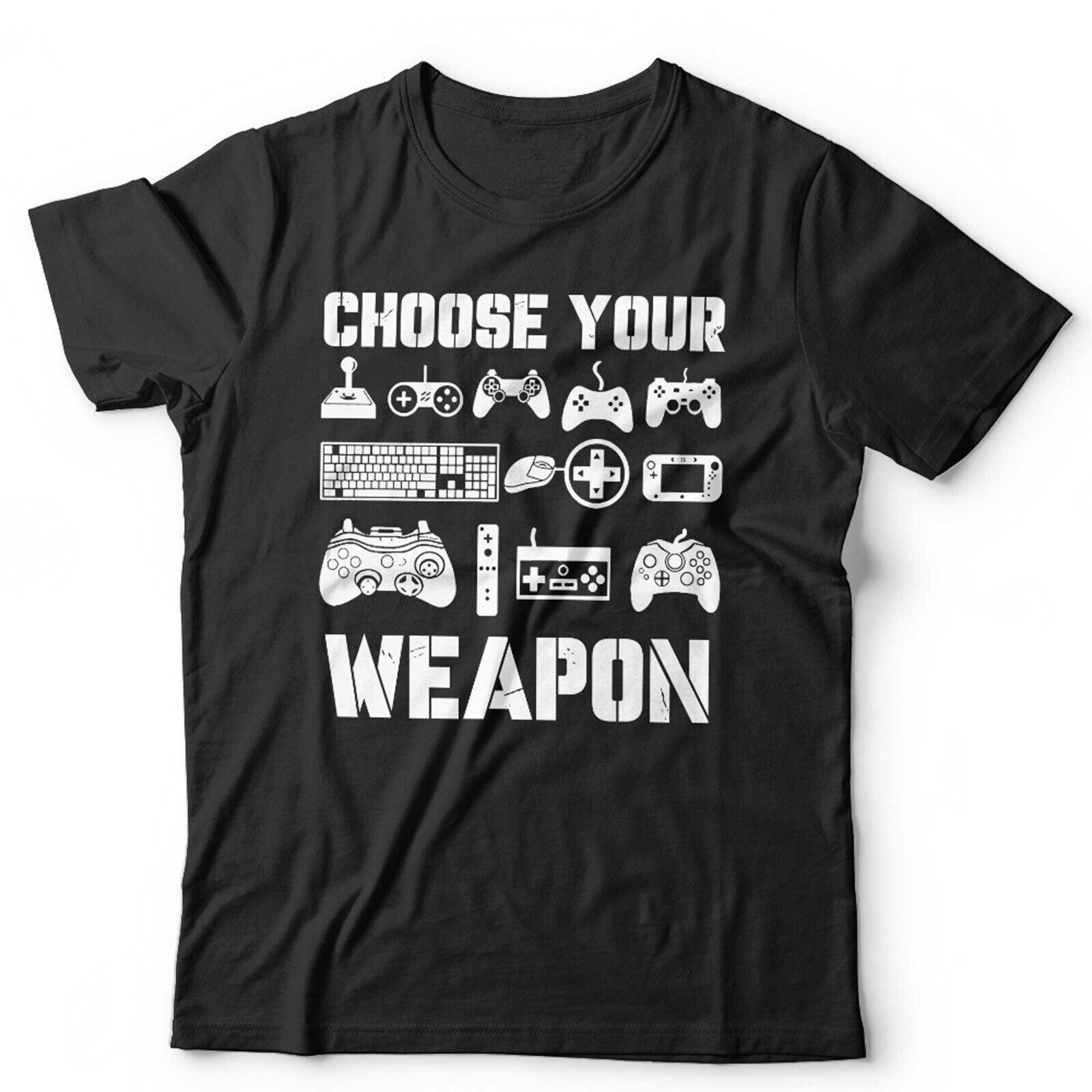 Gaming Tshirt Choose Your Weapon Unisex and Gamer Compute Games Console L