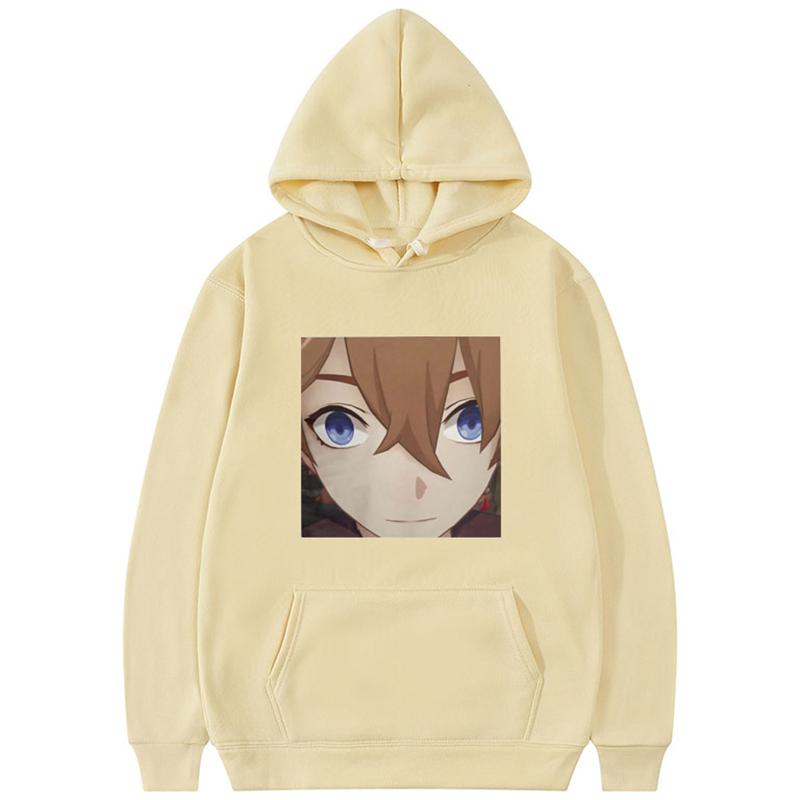 Genshin Impact Толстовки Аниме Игра Тарталья Лицо Мем Печати Уличная Одежда Унисекс Женская Мода Негабаритные Толстовки Спортивные Костюмы С Капюшоном 2XL
