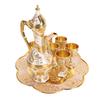 Vintage Turkish Tea Set Multifunctional Zinc Alloy Tea Pot Cups Set with Tea Tray for Party