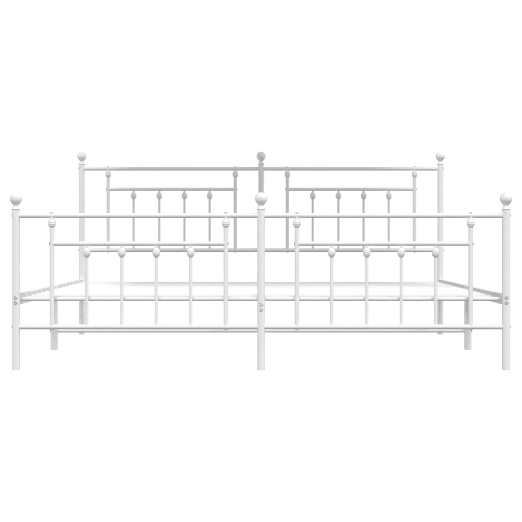 Vidaxl Metal Bed Frame with Headboard and Footboard, White, 200X200 Cm