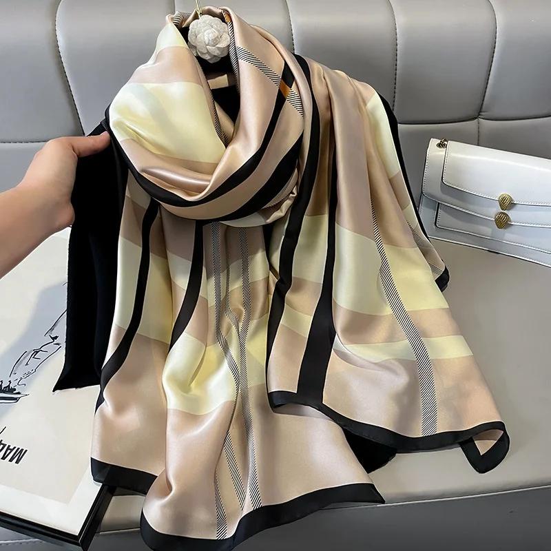 Design Satin Silk Shawl Hijab Scarf Women Fashion Summer Sunscreen Beach Stole Wraps Bufanda Female Headkerchief Echarpe New