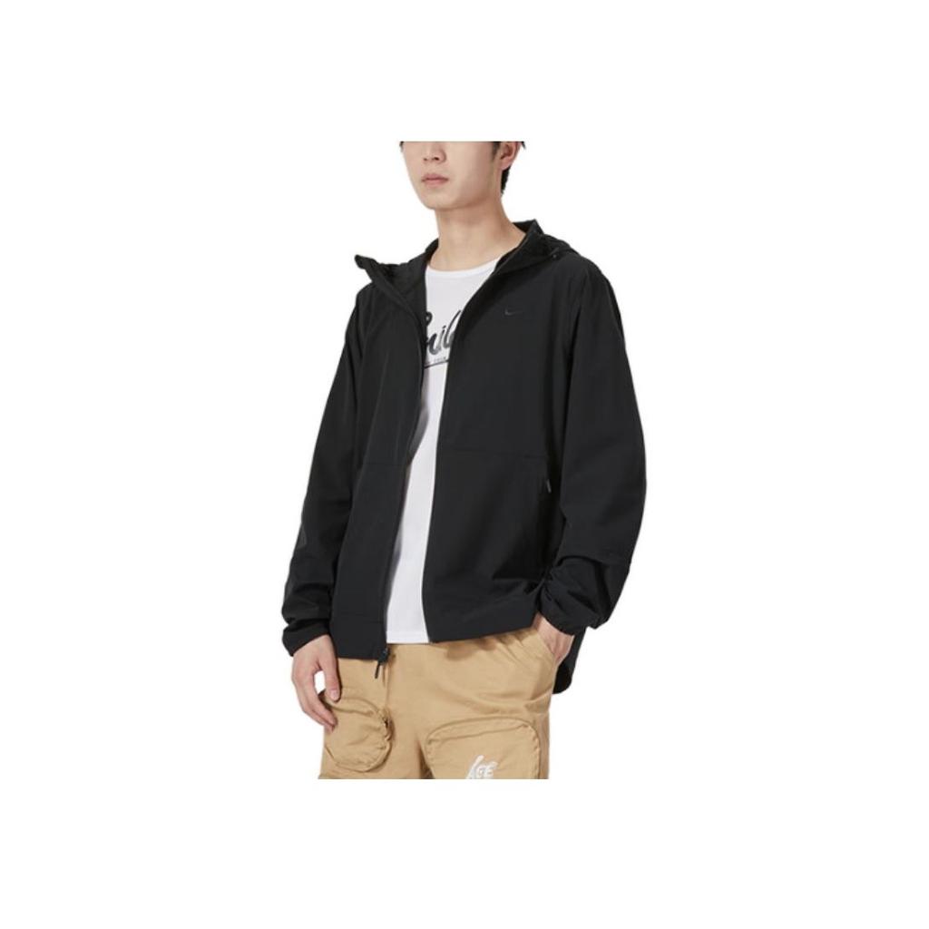 Nike Solid Color Logo Zip Hoodie Jacket Men Jacket Black FB7552-010