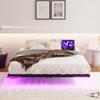 Estrutura de Cama 140x200 com Cama Flutuante, Iluminação LED e Estação de Carregamento Estrutura de Cama, Cama de Metal com Estrado Robusto e Estável, Montagem Fácil, Preto