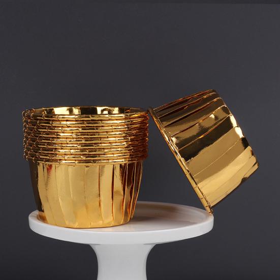 100 Stück Papier-Muffin-Förmchen Uni/Bedruckt Lebensmittelqualität Ölfest Gerollter Rand Kuchenform DIY Backzubehör Küchenbacken