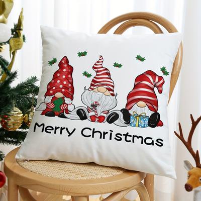 Santa Claus Pillow Cover Christmas Sofa Bedroom Cushion Cover Decoration Soft and Comfortable 2D Flat Design